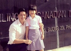 Bình Minh vui vẻ đưa con gái đi nhập học