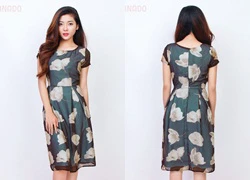 Đầm xòe dài họa tiết vintage