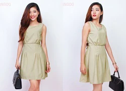 Đầm xòe linen thắt nơ eo xinh