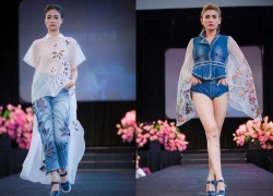 Minh Hạnh trình diễn thiết kế jeans pha xuyên thấu tại Mỹ