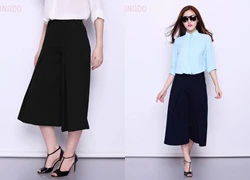 Quần lửng nữ culottes xếp ly