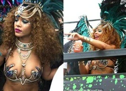 Rihanna lộ body nóng bỏng trong lễ hội đường phố