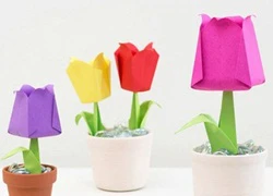 Tự chế chậu hoa tulip giấy nhỏ xinh theo phong cách Origami