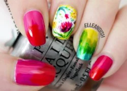 Tự làm nail xinh xắn họa tiết màu nước siêu nghệ thuật