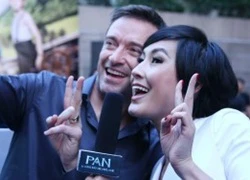 Kathy Uyên nhí nhảnh khi gặp gỡ Hugh Jackman tại Hồng Kông