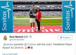 Messi vừa chấn thương, Ronaldo nhận giải &#8220;Cầu thủ khỏe nhất mùa 2014/15&#8243;