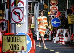 Moschino dựng sàn catwalk thành đại lộ ngập biển báo giao thông