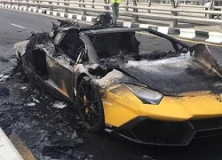 Siêu xe Lamborghini Aventador 50th cháy thành tro tại Dubai