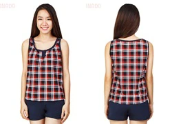 Bộ đồ short nữ caro Tim xinh xắn