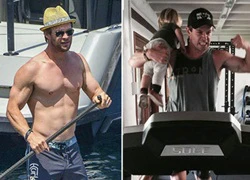 Chris Hemsworth vừa bồng con vừa tập thể hình