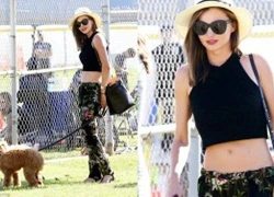 Miranda Kerr khoe vòng 2 phẳng lì khi đi dạo với thú cưng