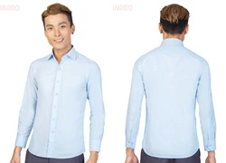 Áo sơ mi nam Việt Tây Light Blue White