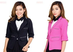 Áo vest nữ tay lật lai phối viền