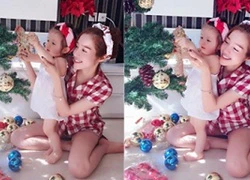 Elly Trần và con gái cùng nhau trang trí cây thông Noel