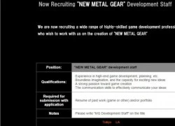 Konami rục rịch tuyển nhân sự cho dự án Metal Gear hoàn toàn mới