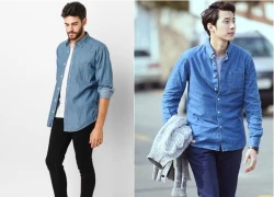 Phối áo sơ mi denim nam "đúng điệu"