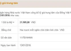 Tỷ giá trung tâm hôm nay 13/1: Giảm 4 đồng