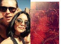 Vanessa Hudgens gặp rắc rối vì viết tên lên phiến đá quý