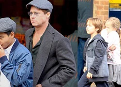 Brad Pitt lịch lãm trên đường phố London cùng các con