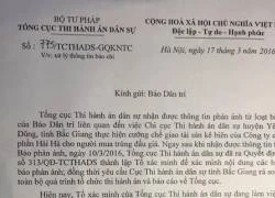 Vụ chống lệnh TAND Cấp cao tại Bắc Giang: Tổng cục Thi hành án vào cuộc!