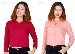 Áo sơ mi nữ croptop tay dài