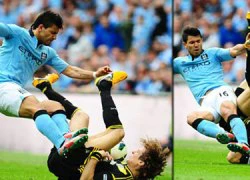 David Luiz chưa quên việc bị Sergio Aguero đạp vào mông