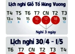 VSD thông báo lịch nghỉ Lễ Giỗ tổ Hùng Vương, 30-4 và 1-5