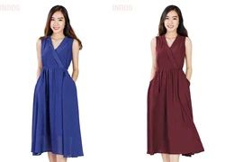 Đầm maxi cổ V duyên dáng