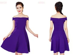 Đầm xòe bẹt vai thời trang Hera Mode SID42627