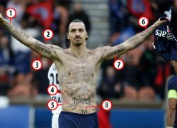 Giải mã 14 hình xăm trên người Ibrahimovic