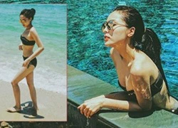 Hoa hậu Kỳ Duyên mặc bikini khoe dáng trên bãi biển