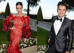 Katy Perry như đóa hoa rực rỡ dự tiệc cùng Orlando Bloom