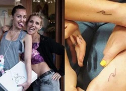 Miley Cyrus hí hửng khoe hình xăm đôi với "chị dâu tương lai"