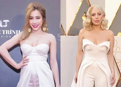 Á Khôi Mai Diệu Linh đụng váy với Lady gaga tại &#8216;Đêm hội chân dài 10&#8242;