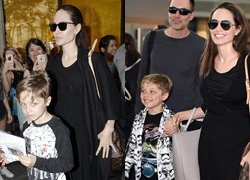 Angelina Jolie xanh xao, hốc hác khi xuất hiện cùng các con