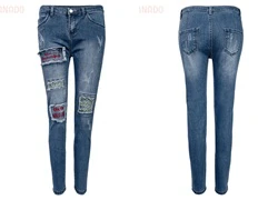 Quần jean nữ Jessie Ex thêu chữ 94/5008XD SID43586