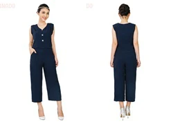 Sét quần culottes + áo cổ tim phối nút sang trọng SID42882