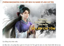 Võ Lâm Chí Tôn chính thức thông báo đóng cửa sau 1 năm vận hành