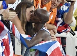 Mo Farah ôm hôn vợ thắm thiết sau khi giành HCV