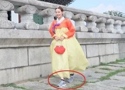 Ca sĩ Minh Hằng gây chú ý khi mặc hanbok, đi giày thể thao