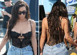 Diện áo lót ren, Kim Kardashian khoe cả bầu ngực bự