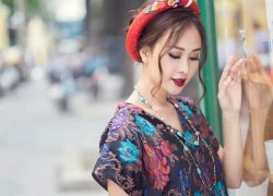 Hà Thúy Anh duyên dáng với áo dài gấm