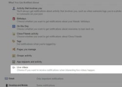Cách ngừng nhận thông báo khi có người Live video trên Facebook