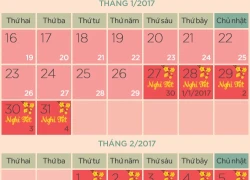 Hai phương án nghỉ Tết Âm lịch 2017