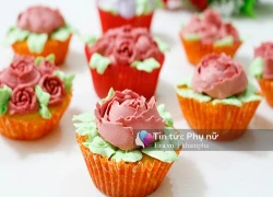 [Chế biến] - Làm bánh cupcake hoa hồng tặng mẹ 20-10