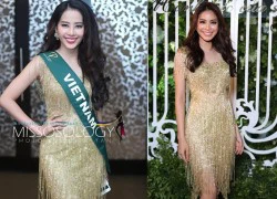 Nam Em diện lại váy của Phạm Hương dự tiệc ở Miss Earth