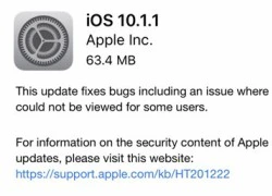 Apple bất ngờ tung ra bản iOS 10.1.1