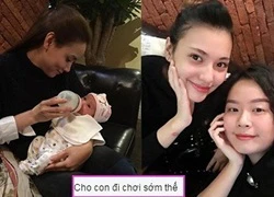 Chưa đầy tháng, Hồng Quế đã đưa con gái đi chơi với Trang Nhung