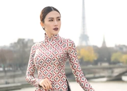 Lê Hà diện áo dài trên phố Paris