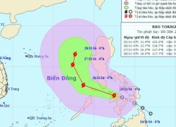 Sáng mai bão Tokage sẽ vào Biển Đông